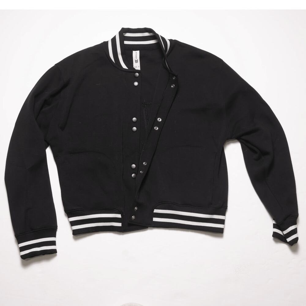 All In Motion Black Varsity Bomber Jacket XS Target Snap Front Athletic Jacket